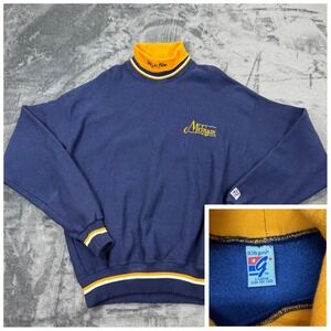 Vintage 80s The Game Michigan Wolverines Sweatshirt Navy Blue Yellow Mens XL USA